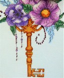 Картина "Волшебный ключик" вышивка крест готовая работа багет паспарту, фото №3