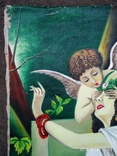 Красивая картина девушка с ангелом, фото №3