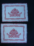 Гобелен салфетки двухсторонние, белые- красные, фото №3