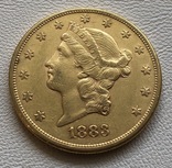 20 $ 1883 год США золото 33,4 грамма 900’, фото №2