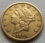 20 $ 1895 год США золото 33,4 грамма 900’, фото №2