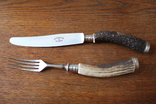 Винтажный комплект ножей и вилок Solingen На 12-ть персон.Ручка рог косули., фото №10