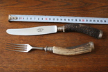 Винтажный комплект ножей и вилок Solingen На 12-ть персон.Ручка рог косули., фото №12