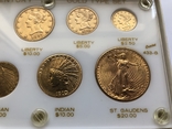 Набор монет США 20$;10$;5$;2,5$ золото 125,25 грамм 900’, фото №4