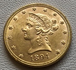 10 $ 1894 год США золото 16,7 грамм 900’, фото №2
