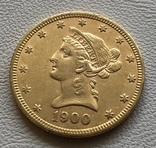 10 $ 1890 год США золото 16,7 грамм 900’, фото №2