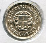 Англия THREEPENCE SILVER 1941, фото №2