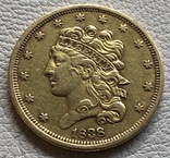 5 $ 1838 год США золото 8,33 грамм 900’, фото №2