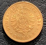 20 марок Wilhelm II 1889 р. (герб тип 2 - тільки один рік), фото №2