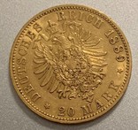 20 марок Wilhelm II 1889 р. (герб тип 2 - тільки один рік), фото №5
