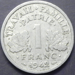 1 франк Франція 1942, фото №3