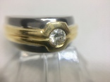 Золотое (750) кольцо золотое двухцветное с бриллиантом 0,40 карата., фото №10