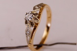 Золотое кольцо 583 с бриллиантами 0, 225 карат, фото №4