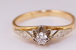 Золотое кольцо 583 с бриллиантами 0, 225 карат, фото №2