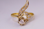 Золотое кольцо 750 с бриллиантами 0, 4 карат, фото №2