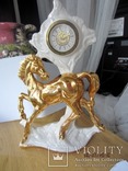 Настольный камин и часы лошадь фарфор Европа, фото №2