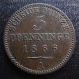 3  пфеннига 1866  Пруссия    (,I.7.5)~, фото №2