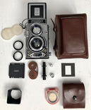 Flexaret Automat VI Meopta, адаптер под 35-мм пленку, комплект фильтров, линз, кофр, фото №2