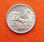 Италия 2 лиры 1915 аАНЦ серебро Квадрига Имануил III, фото №2