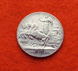 Италия 1 лира 1912 СОХРАН серебро Квадрига Имануил III, фото №2