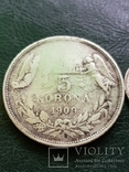 5 крон 1909 и 1 крона 1894, фото №3