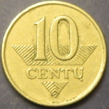 10 центів Литва 1997, фото №2