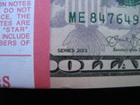 5 доларів  США  2013рік  корінець 100штук номер в номер  (500 доларів), фото №6