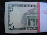 5 доларів  США  2013рік  корінець 100штук номер в номер  (500 доларів), фото №9