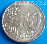 Германия 10 евроцентов, 2002 Отметка монетного двора: "F" - Штутгарт, фото №2