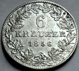 Франкфурт 6 крейцеров 1856 год Серебро., фото №2