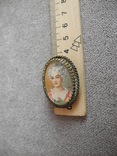 Старинная брошь с рисованной миниатюрой Франция, фото №9