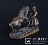 Крестьянин с конем, бронза, фото №3
