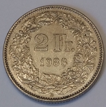 Швейцарія 2 франка, 1986, фото №2