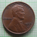 1 цент 1952  D  США  (,Р.4.13)~, фото №3