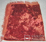 Старая скатерть бордово-красная, плюшевая 120х132см, фото №2