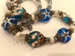 Ожерелье "Океанский мотив",  художественное стекло, с бусинами перламутра. Италия, фото №2