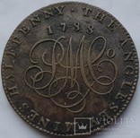 Англия Уэльс 1/2 пенни 1788г AU UNC,, фото №3