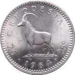 Родезия. 2 шиллинга 6 пенсов = 25 центов 1964 г., фото №3
