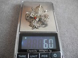 Брошь скань серебро с кораллом ( серебро 800 пр, вес 6 гр), фото №3