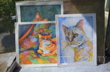 Три акварельных  рисунка.  коты, фото №2