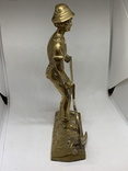Винтажная бронзовая статуэтка " Фермер с косой  " 20 см с Англии, фото №8