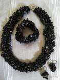 Комплект из натурального камня чёрный агат. 3в1, фото №3