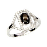 Кольцо серебряное 925 натуральный черный звездный сапфир, цирконий., photo number 3
