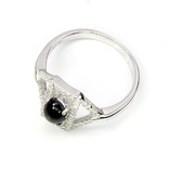 Кольцо серебряное 925 натуральный черный звездный сапфир, цирконий., фото №4