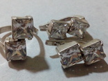 Кольцо и серьги серебро 925 с камнем хрусталь, фото №4