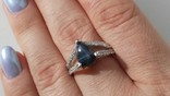 Кольцо серебряное 925 натуральный ААА звездный сапфир, цирконий., фото №6