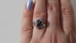 Кольцо серебряное 925 натуральный черный сапфир, цирконий., фото №7