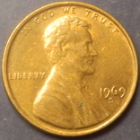 1 цент США 1969 S, фото №2