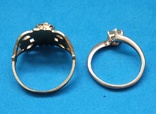 Два кольца с камушками, позолота, фото №4