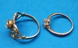 Два кольца с камушками, позолота, фото №5